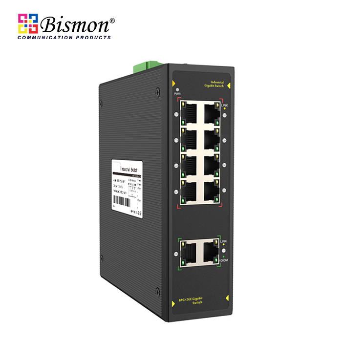 8-RJ45 10/100/1000 and 2-RJ45 Gigabit Uplink Unmanaged Industrial Switch